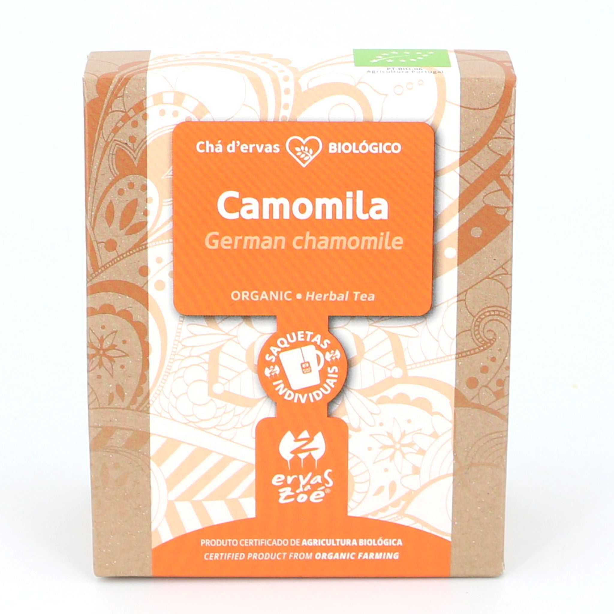 BIO Teebeutel Kamille / Ervas da Zoé / Chá de erva camomila, saquetas, 12er Pack