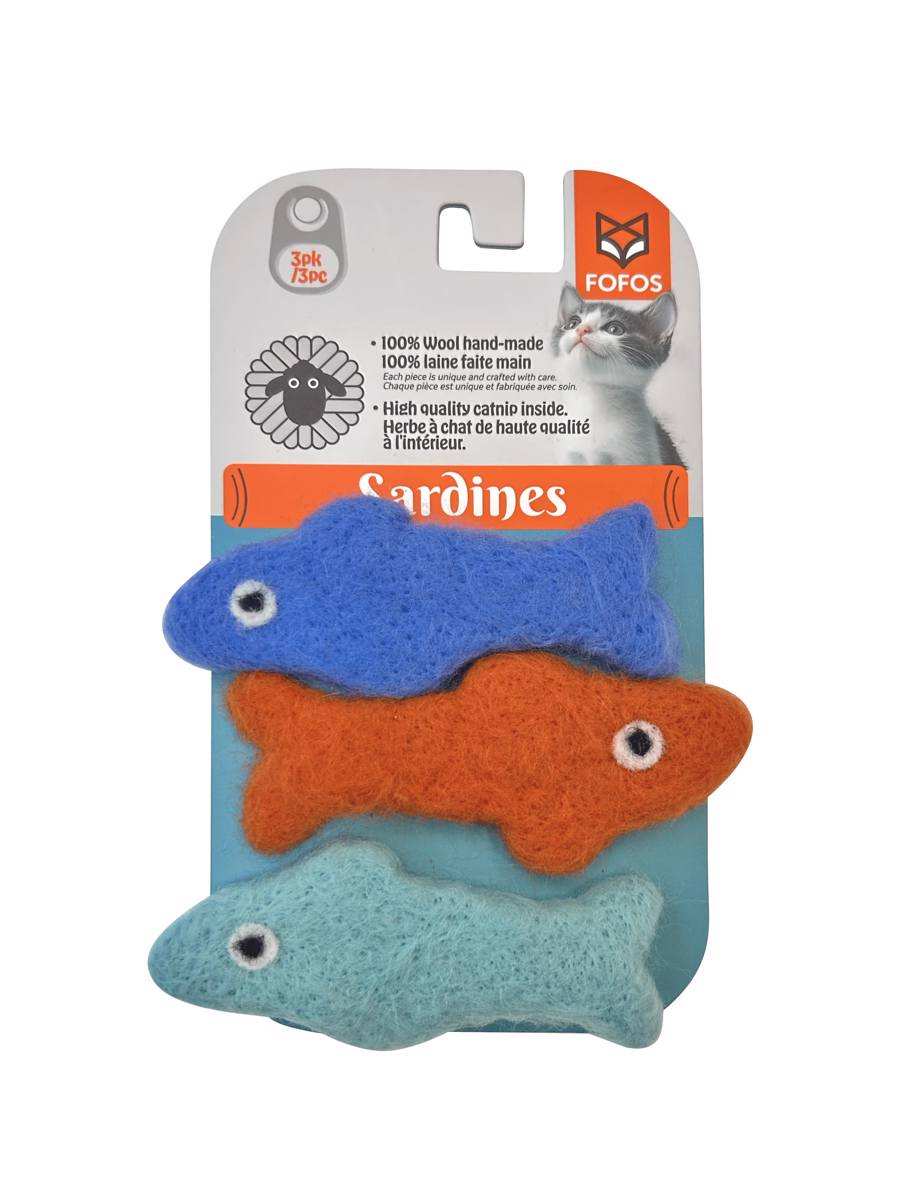 Katzenspielzeug aus 100% Wolle mit Katzenminze / Fofos Sardinhas de Lã, 3 Pack - Image 3