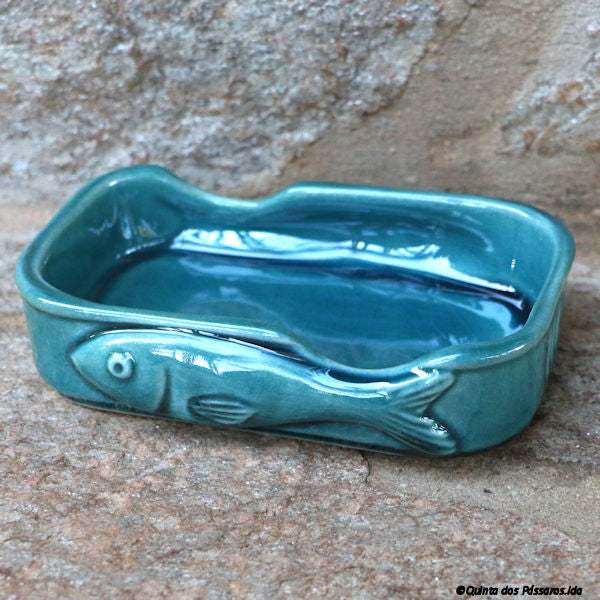 Keramikschale für Fischdosen, blau jade / Taça em cerâmica azul jade
