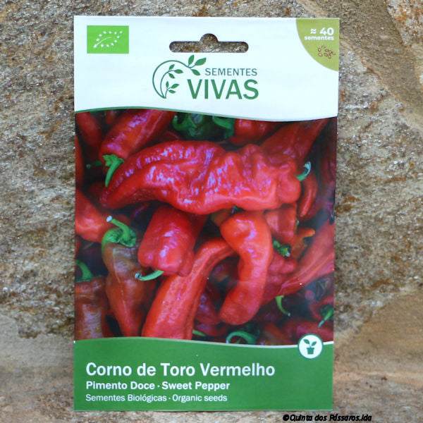 Paprika Corno de Toro Rot Saatgut / Sementes de pimento doce corno de toro vermelho, Bio, unidade