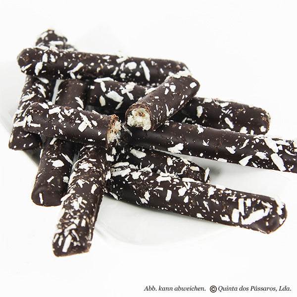 Rum-Kokos-Stäbchen in Zartbitterschokolade / Coco e rum com chocolate negro, 200g