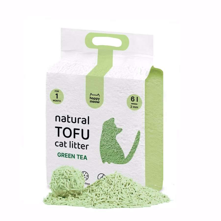Tofu Katzenstreu Grüner Tee / Happy Meow / Areia Tofu Green Tea, 6L