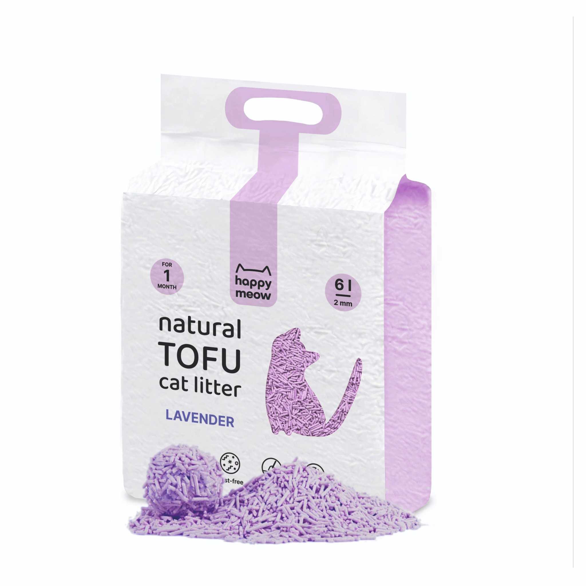 Tofu Katzenstreu Lavendel / Happy Meow / Areia Tofu lavanda, 6L