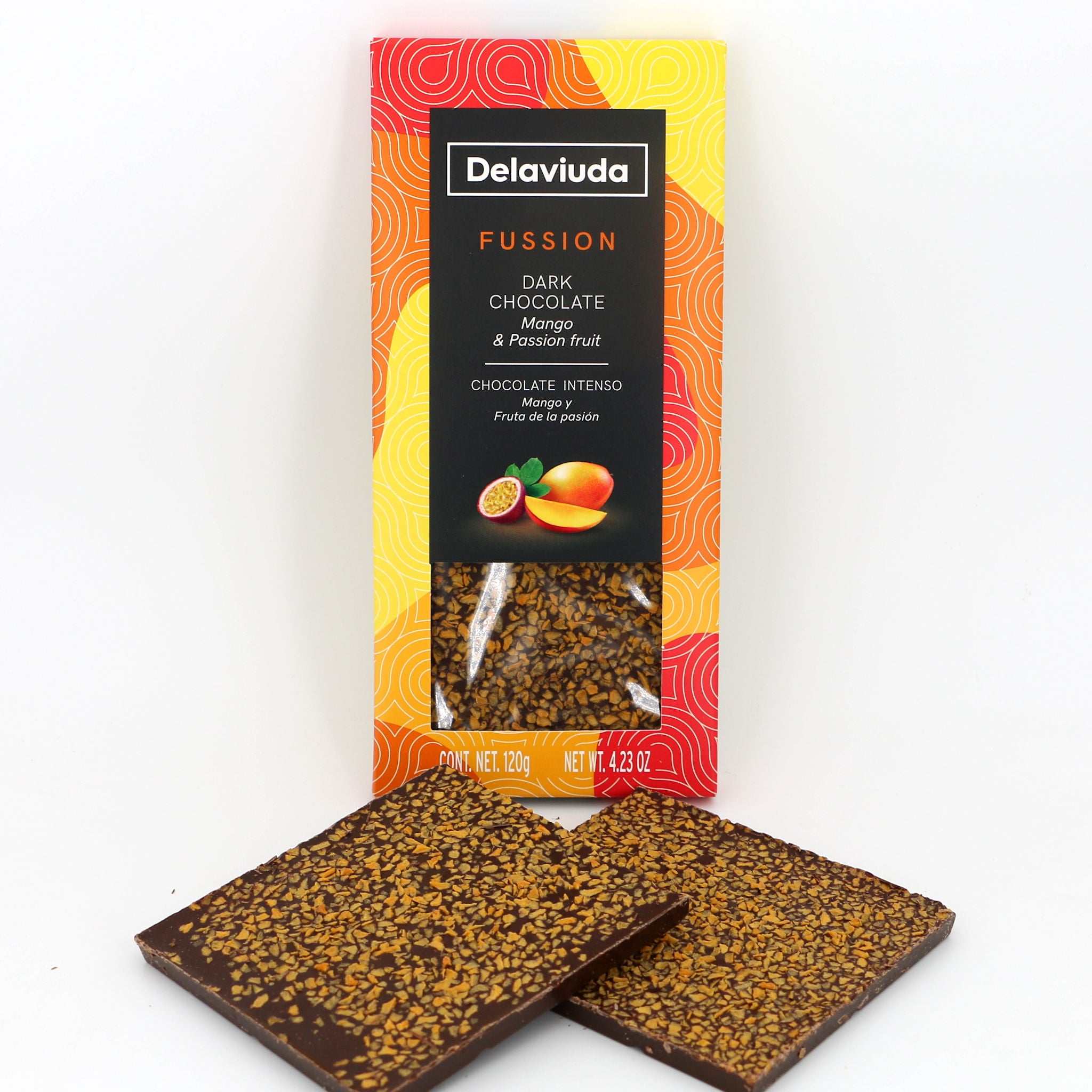 Zartbitterschokolade Mango & Maracuja / Chocolate negro manga e maracujá, 120g